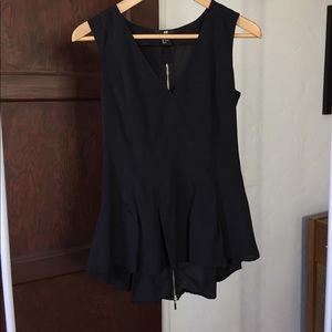 Black H&M Pleated Peplum Top